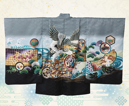 水色グレー系の羽織