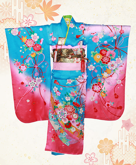 水色とピンクの着物