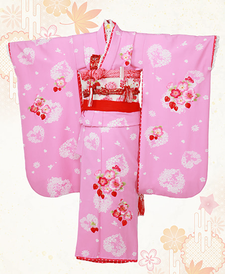 ピンクにイチゴの着物